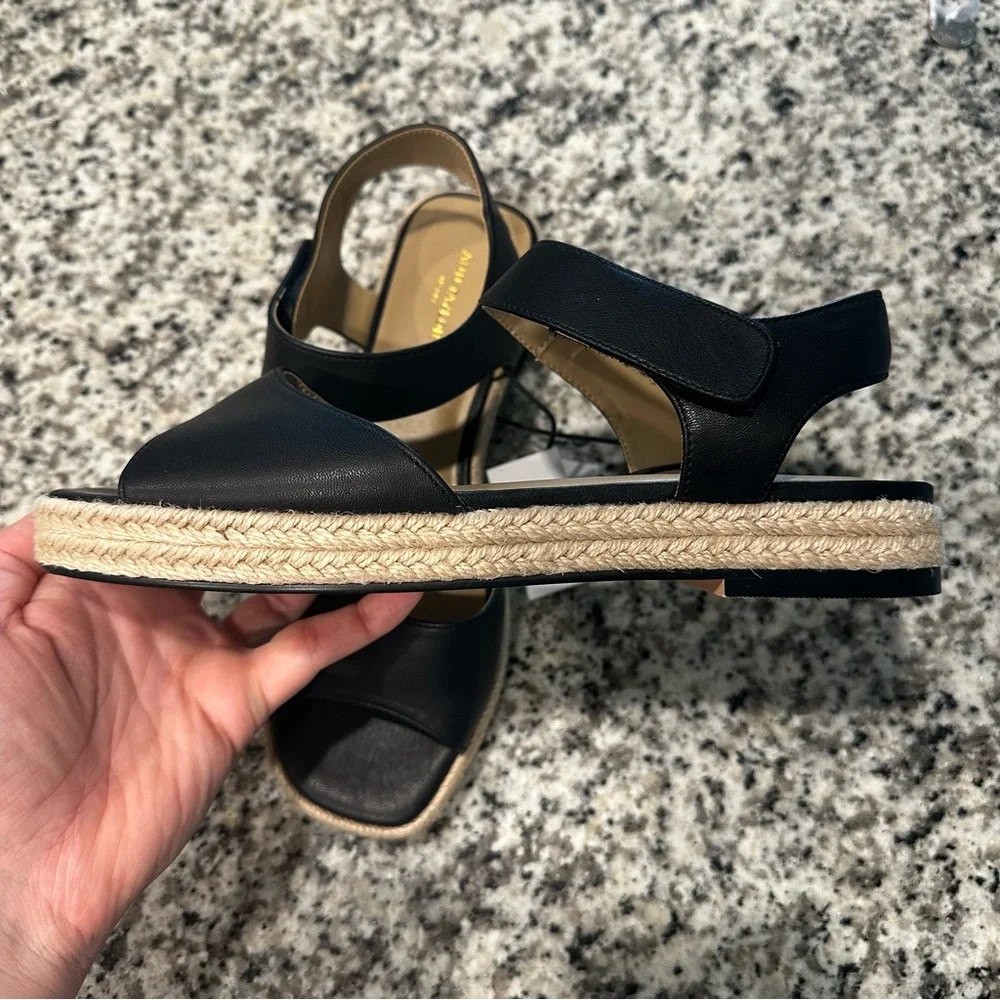 Ann Taylor Factory Black Espadrille Small Platform Sandals NWT